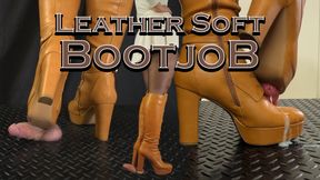 Leather Soft Bootjob in Brown Boots - Ball Stomp, Bootjob, Shoejob, Ballbusting, CBT