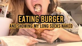 Devouring a chicken burger and showing you my socks