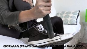 Vacuum dusty sneakers and then cum on them! POV, JOI, Lady Victoria Valente