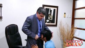 ”Young Asian twink George sucks off Daddy Mike like a pro”