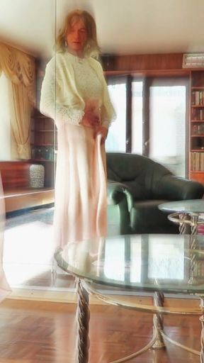 Flowery Wanking &amp; Cumshot In Sheer Chiffon   Clip 1