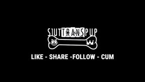 S1uttranspup Takes a 9 Inch Dildo in a Blacklit Room