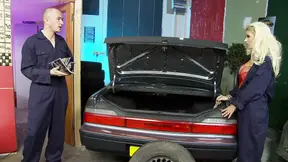 Whore with big bust gets deepthroat blowjob