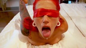 Blindfolded Nora Redmain Delivers an Intense Footjob and Blowjob Experience - Trailer!