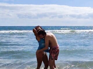 Actually serious porn with stepmom after sea! An over-lustful stepmom gets screwed very roughly after a swim!