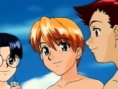 Hentai gets vibrator in her pussy and sucking cocks in the b