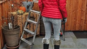 working in hunterboots with warm huntersocks - step on ladder