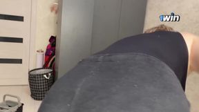 Stepson watches stepmother clean &mdash;  eyes on her toned frame