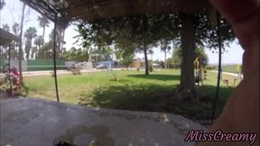 Real Flash - Naked in the public park I touch my stepfather'_s cock while strangers watch us
