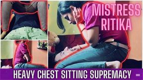 Heavy CHEST SITTING Supremacy: MISTRESS RITIKA Crushes & SPITS on Her Slave Hubby