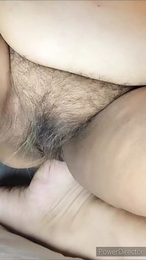 Pissing on My Feet and Masturbating Hairy Pussy While Peeing