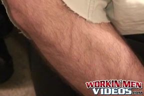 Hairy amateur jerks off after an interview and orgasms solo