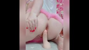 Pink Lingerie Dildo Riding