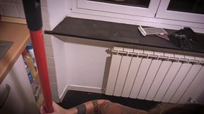 Submissive wife fucked all three holes and then wash the dishes with squirt!