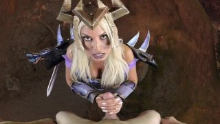 Une star du porno cosplay déguisée en démoniste de Word of Warcraft suce votre bite en POV et vous fait jouir