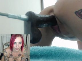 Busty babe anna sliding on a huge dildo machine