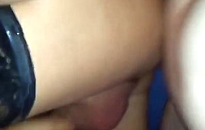 crossdresser anal fucked, while jerking his cock