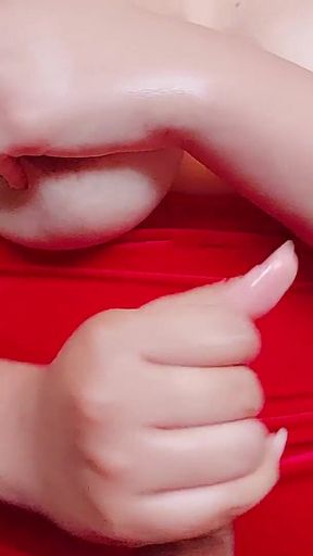 She Touches His Huge Natural Tits While Making the Best Punch of His Life