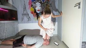Danielle Kneels On His Head FLOOR CAM