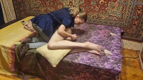 Russian Mistress dominates amateur man with anal toy