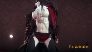 Furry Hentai - Beast and Black Cat having wild sex end crempie