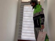 Stranger challenge - UberEats delivery fucks me hard with huge cumshot !!