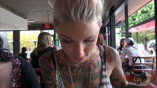 Kate Wolf grabs a bite to eat then masturbates poolside