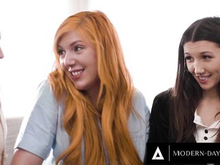 MODERN-DAY SINS - Lauren Phillips Uses three-Way To Assist Virgin Lesbian Babes Lily Larimar and Maya Woulfe
