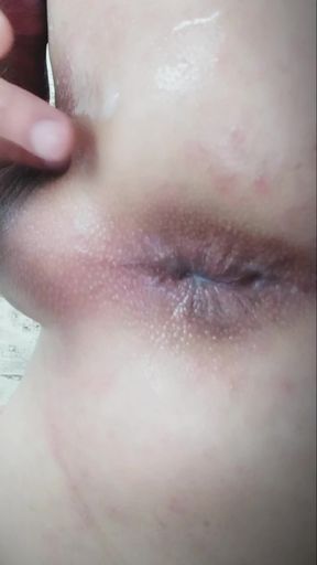 Sweet selfie cumshot in pink sissy anal hole