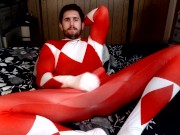 Red Ranger cums in suit