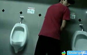 Public Handjob in a Restroom by Bigcockflasher