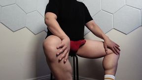 Asian Huge Calves Worship with Loud Moaning Wet Edging Cock Jerk off Session