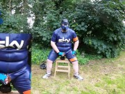 Rufus VS Mammon - rubber cyclist pup taming XXL Beast