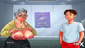 MILF Step-Granny Tempts Him in Hot Elevator Ride This Summer