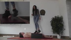 Mistress Cleo's long trampling without the slave's orgasm! Picture in a picture! mp4