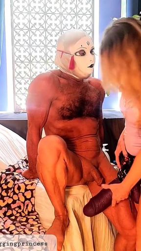 Dominant MILF Goddess Pegs Male Slut in Lavender Nighty with Mrhankeystoys Latinlover Xl Strapon