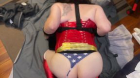 Wonder Woman is tied up and fucked in the ass
