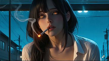 Sexy babe enjoys horny 3D AI-generated sex in the dark office during