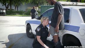 Two thick police chicks fuck a black fella who fucked neighbor's wife
