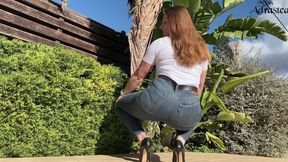 Jeans Mind Fuck bis du alles voll spritzt! - Jeans Fetish with Face Sitting, Tease and Jerk Off Instruction with Miss Adrastea