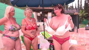 AuntJudysXXX - Busty Mature MILFs Melody Charm, Randy Raz, and JoJo Robinson Gets Naughty by the Pool