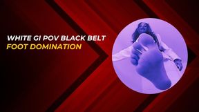 White gi POV black belt foot domination