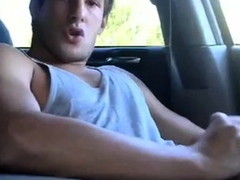 Str8 hot young jock jerks in his car