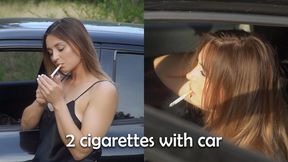 Smoking in the car! Smoking near the car - 2 cigarettes