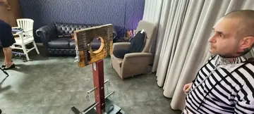 Hubby gets a hard caning while being a chastity slave