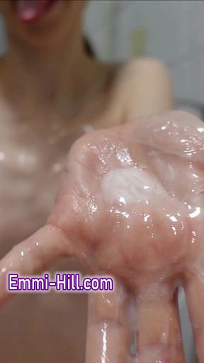 Skinny Natural Body with Big Labia Solo Tub Session