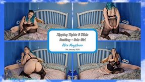 Ripping Tights & Dildo Sucking - Solo Girl