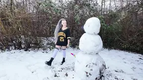 Busty Snowgirl gets fucked by snowman with huge tits