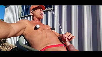 Backyard piss drinking