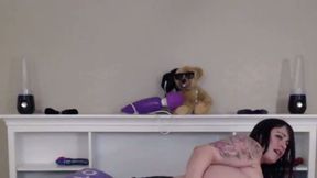 Thick Curvy Brunette Takes Dildo Up the Ass